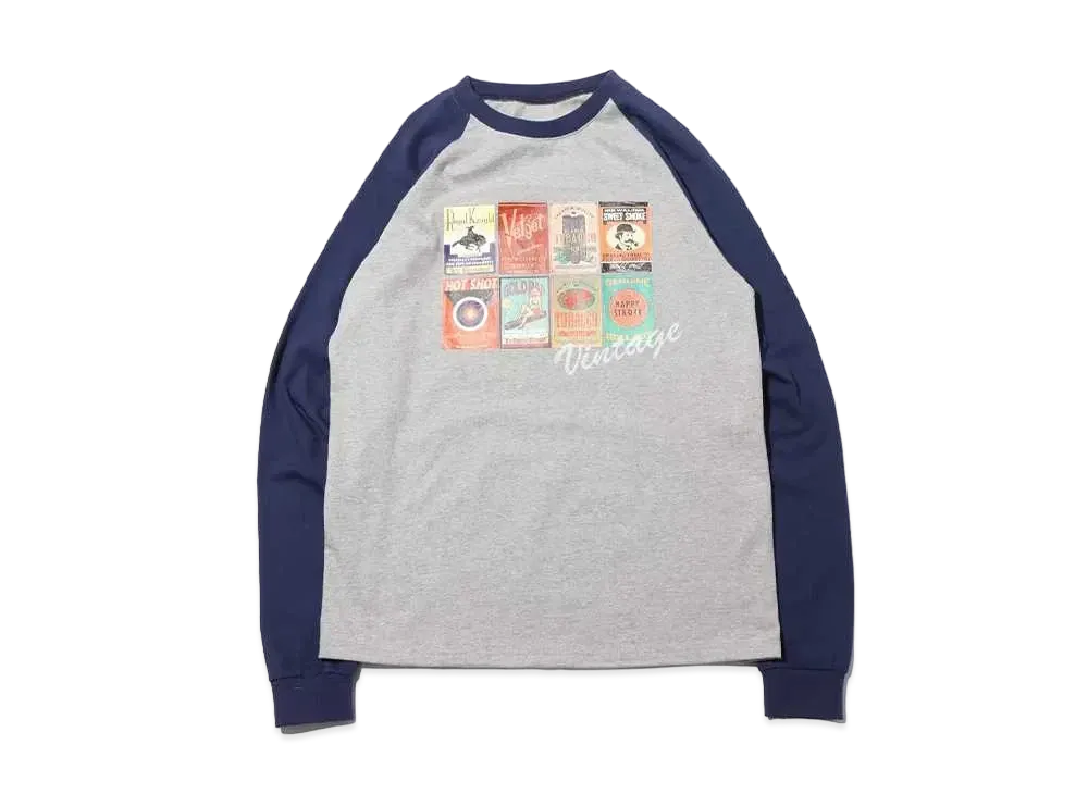 atmos pink x Yuri Ota Raglan Vintage Print Long Tee "Navy"