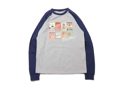 atmos pink x Yuri Ota Raglan Vintage Print Long Tee "Navy"