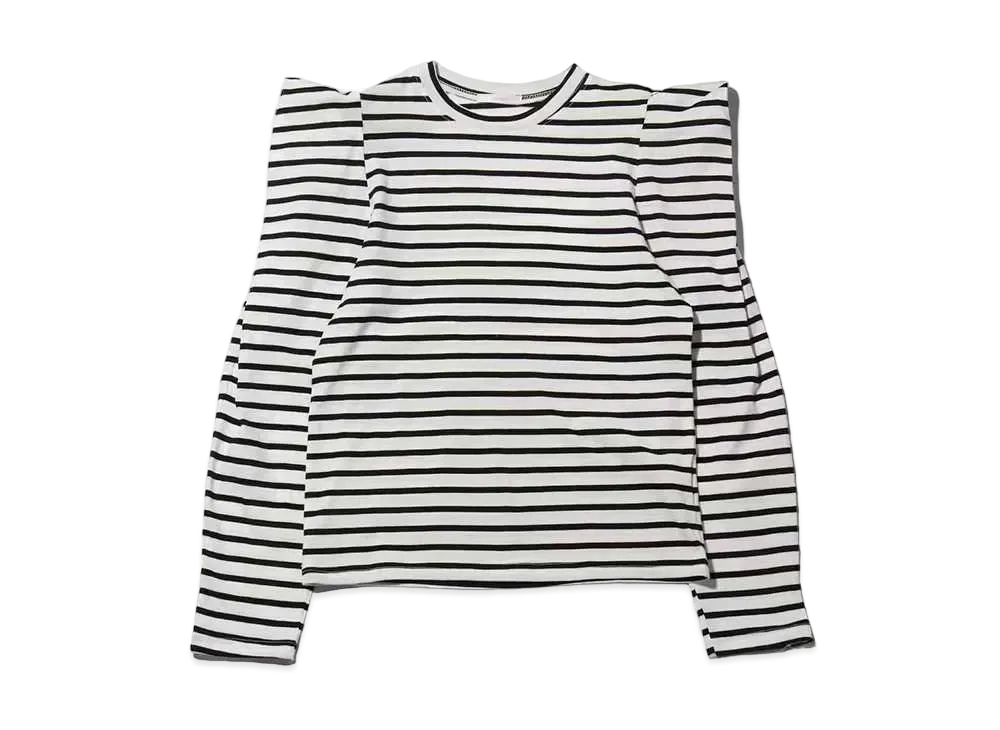 atmos pink Atmos Pink Power Shoulder Border Tops "White"