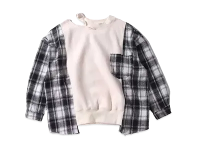 atmos pink Sode Check Distressed Neck Tops TX "Off White"