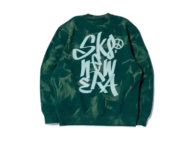 NEW ERA Crewneck Sweat Graffiti Logo Wash "Dark Green"