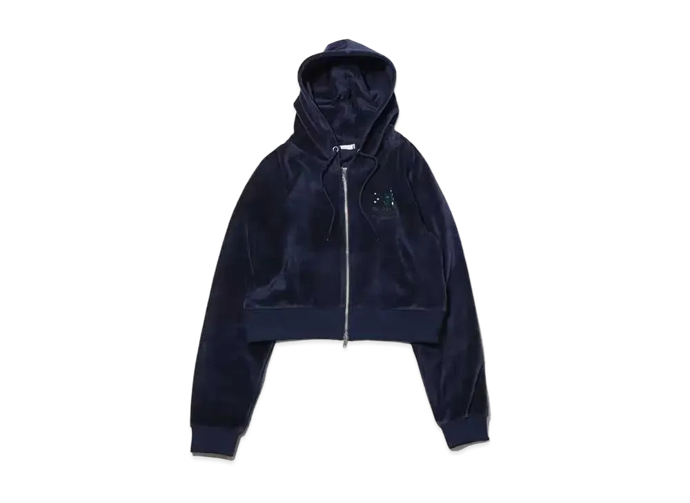 atmos pink Short Length Velor Hoodie "Navy"
