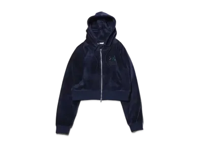 atmos pink Short Length Velor Hoodie "Navy"