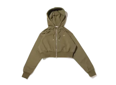atmos pink Logo Short Zip Hoodie "Khaki"