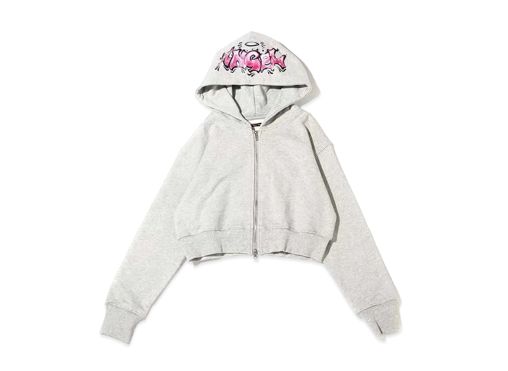atmos pink x Riehata Angel Short Zip Hoodie "Gray"