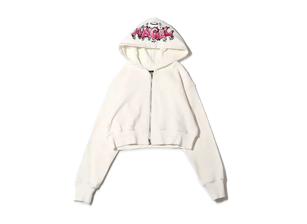 atmos pink x Riehata Angel Short Zip Hoodie "White"