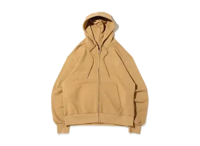 atmos pink Logo Embroidery Big Zip Hoodie "Beige"