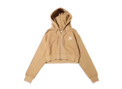 atmos pink Logo Embroidery Short Zip Hoodie "Beige"