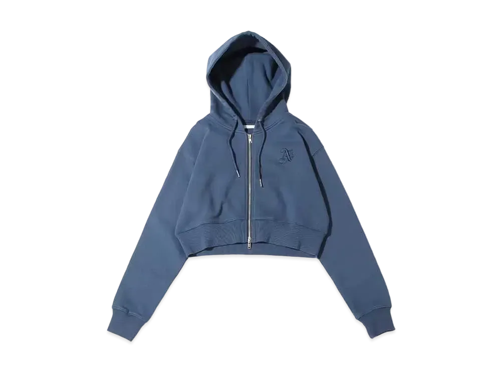 atmos pink Logo Embroidery Short Zip Hoodie "Navy"