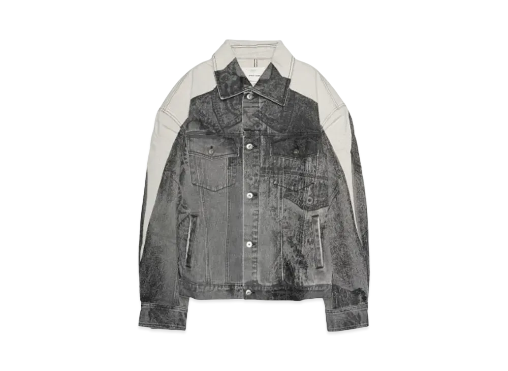 Feng Chen Wang DENIM DECONSTRUCTION PRINTED OVERSIZED JACKET "BLACK"