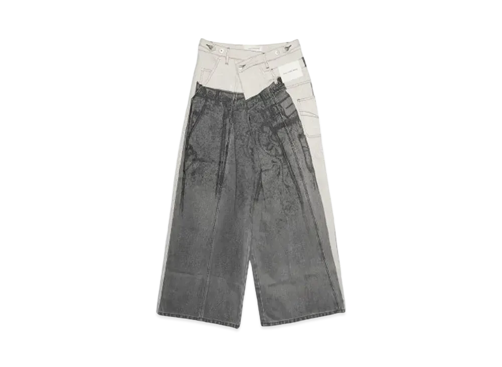 Feng Chen Wang DENIM DECONSTRUCTION PRINTED PANTS 