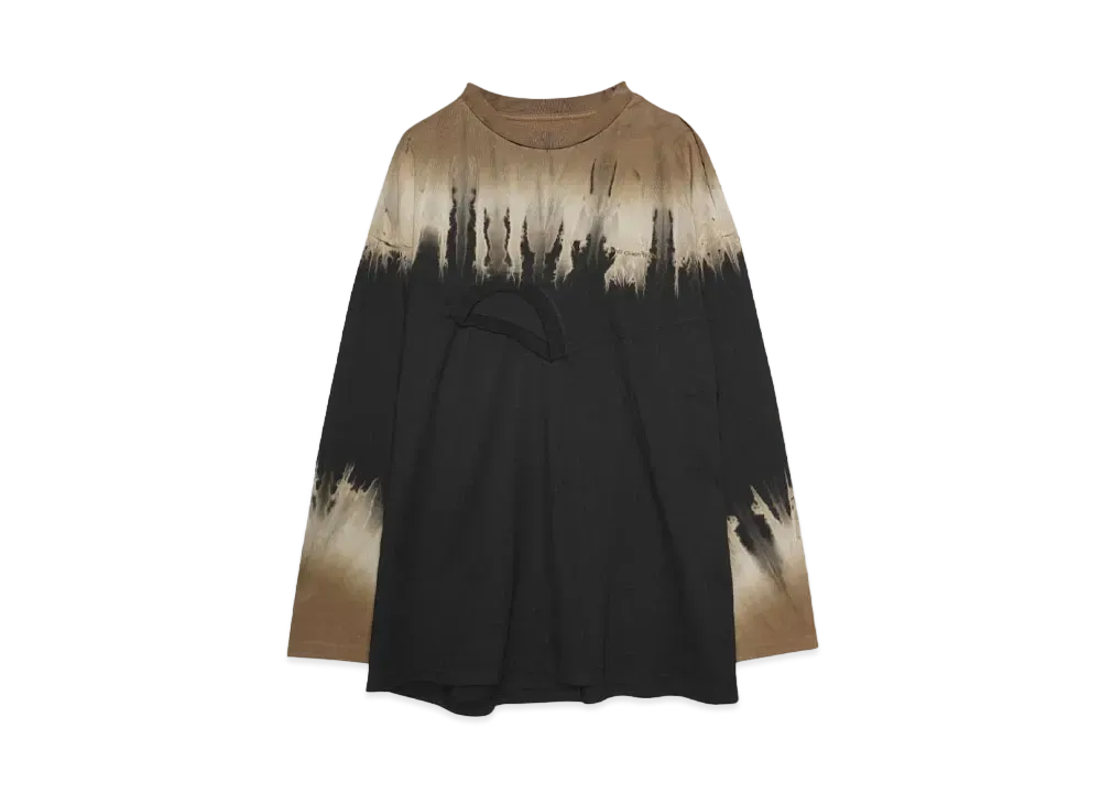 Feng Chen Wang DECONSTRUCTED TIE-DYE LONG-SLEEVE SHIRT "BLACK/KHAKI"