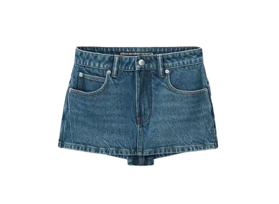 Alexander Wang Denim Comfort Stretch Mid Rise Skort "Deep Blue"