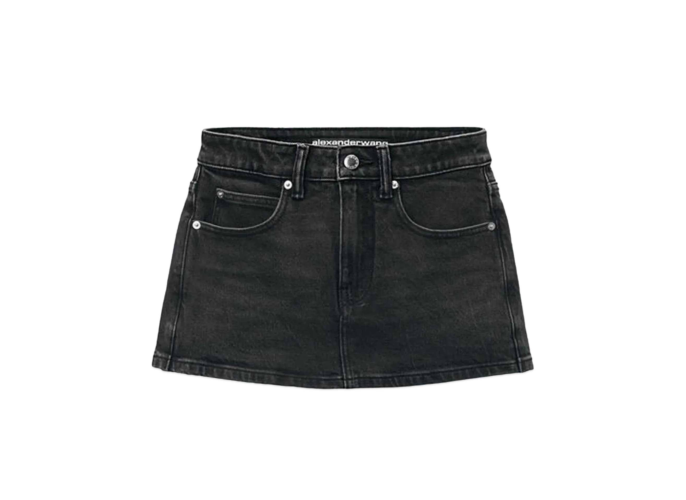 Alexander Wang Comfort Stretch Denim Mid Rise Miniskirt "Gray Aged"
