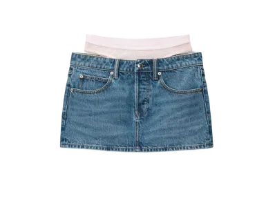 Alexander Wang Crystal Hotfix Prestyle Denim Mini Skirt "Vintage Medium Indigo"