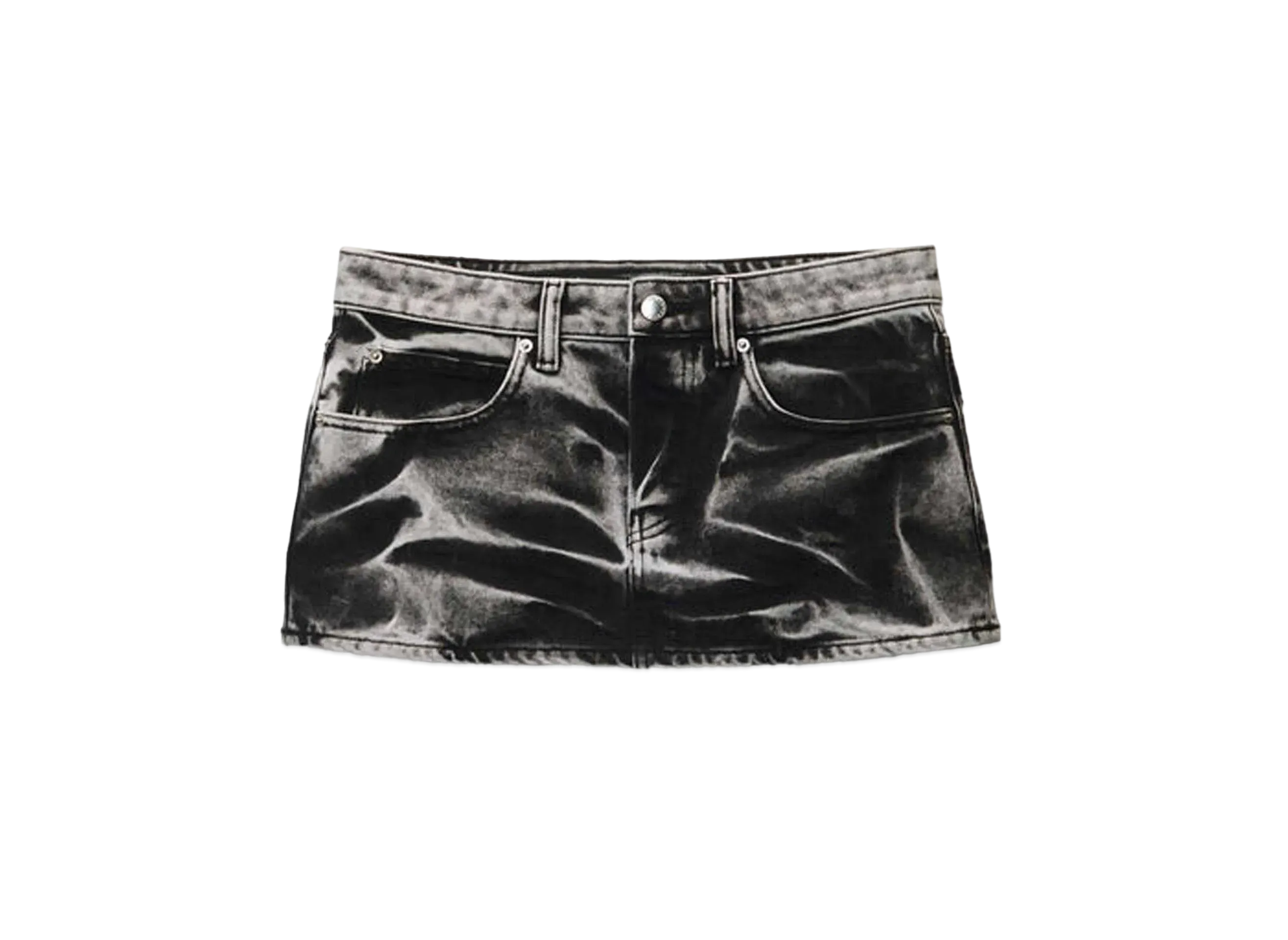 Alexander Wang Cotton Acid Wash Mini Skirt "Black Acid Crush"