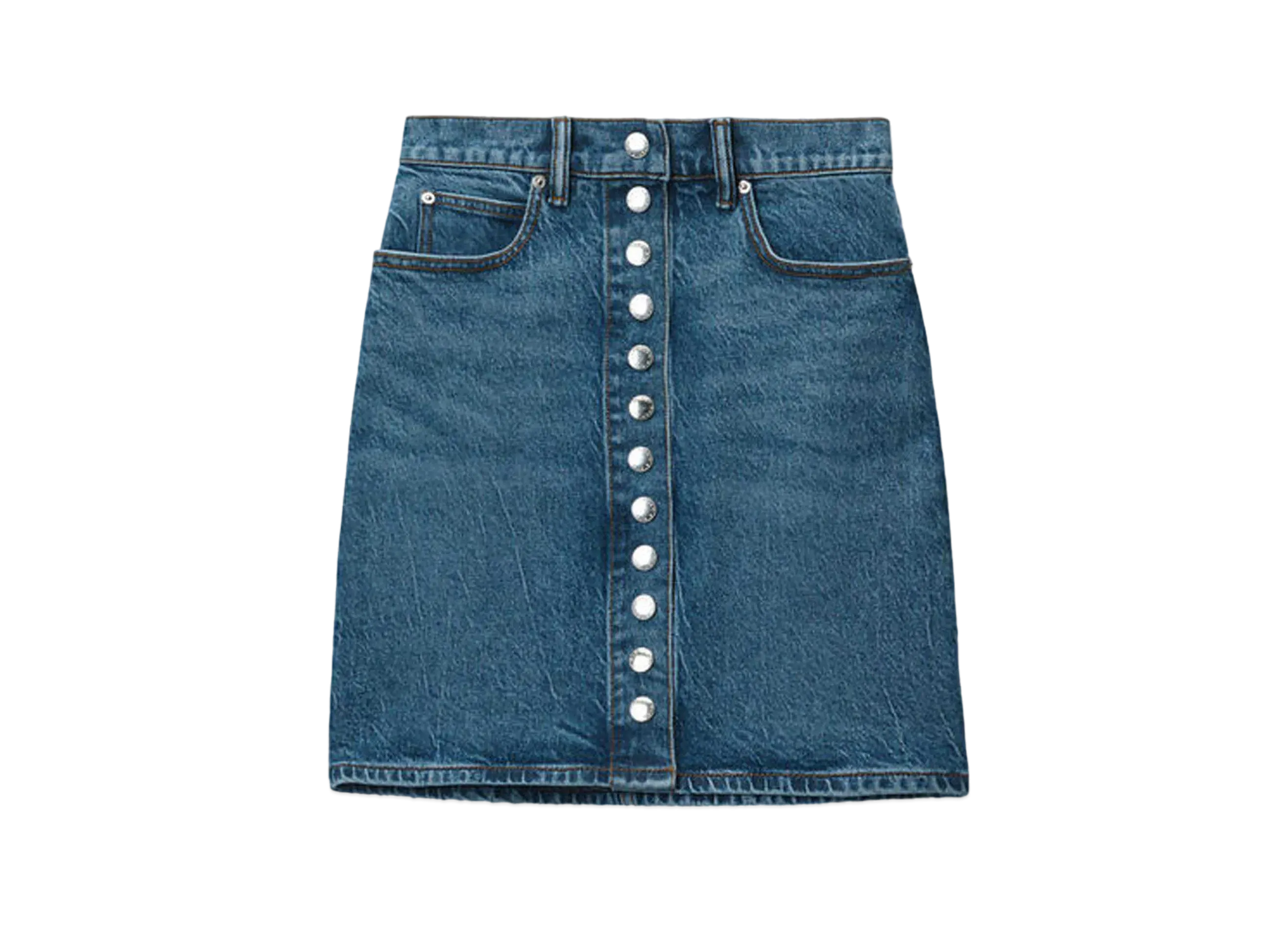 Alexander Wang Comfort Stretch Denim Super High Waist Mini Skirt "Deep Blue"