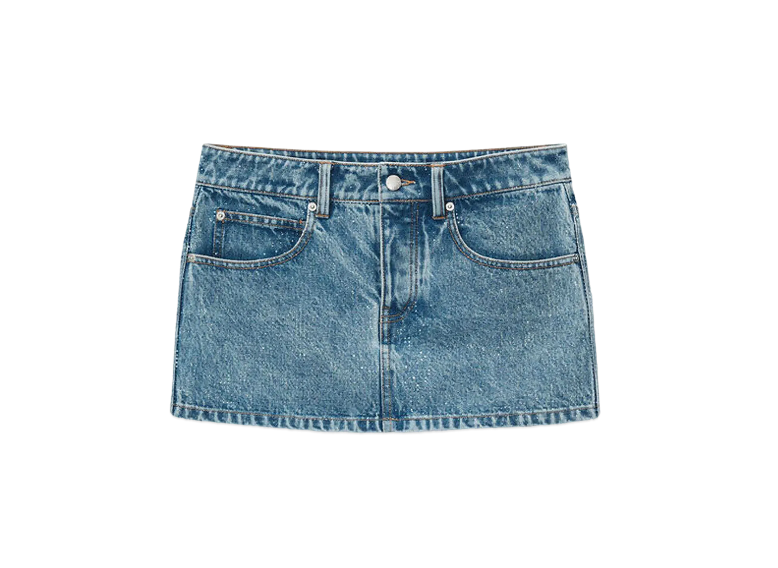 Alexander Wang Clear Hot Fix Denim Mini Dress "Vintage Light Indigo"