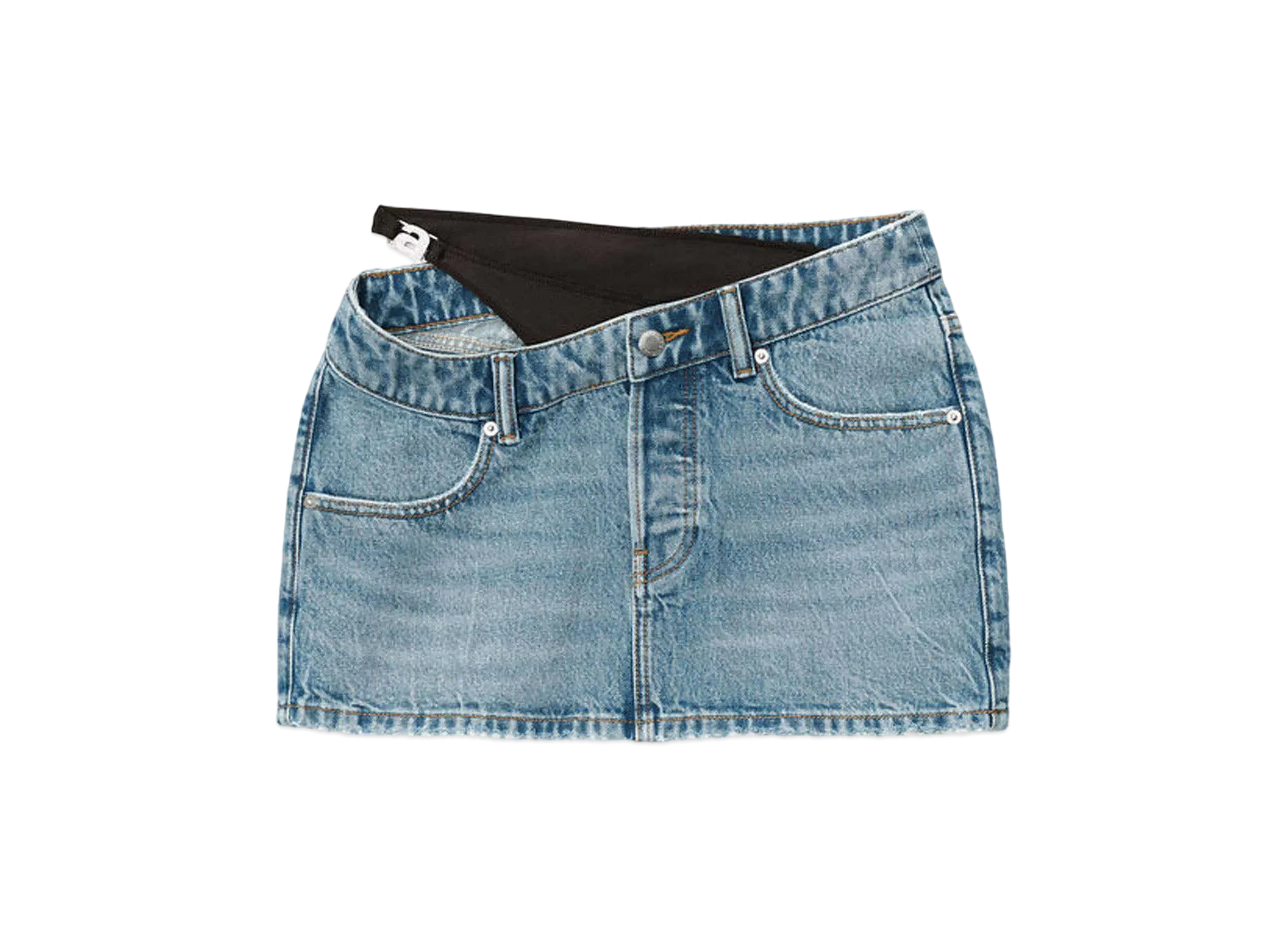 Alexander Wang Denim Asymmetric Bikini Layered Mini Skirt "Vintage Light Indigo"