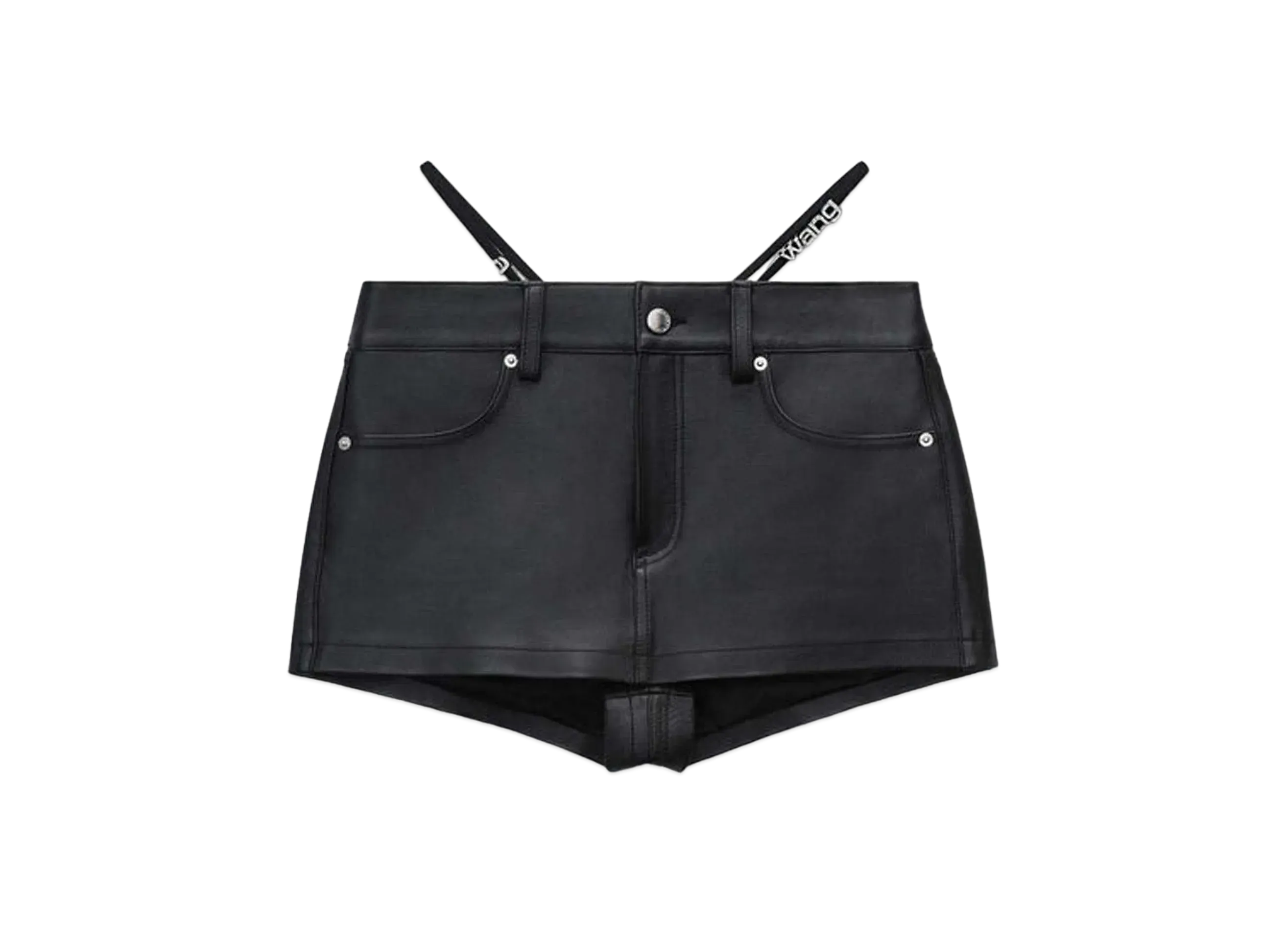 Alexander Wang Prestyle Diamante Trim G-String Leather Mini Skirt "Black"