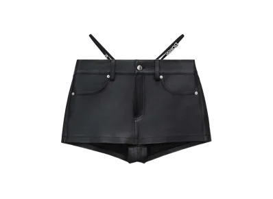 Alexander Wang Prestyle Diamante Trim G-String Leather Mini Skirt "Black"