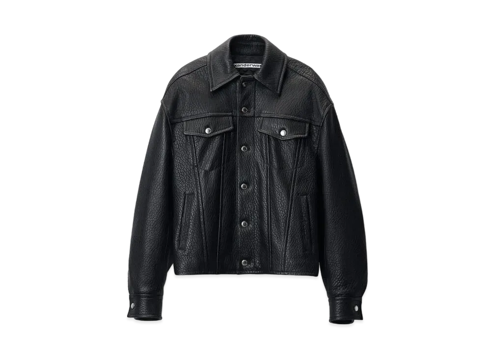 Alexander Wang Lambskin Leather Trucker Jacket "Black"