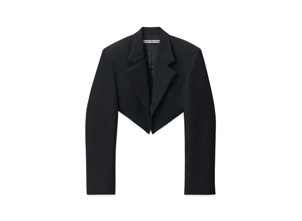 Alexander Wang Cropped Pointed Hem Tuxedo Style Blazer "Black"