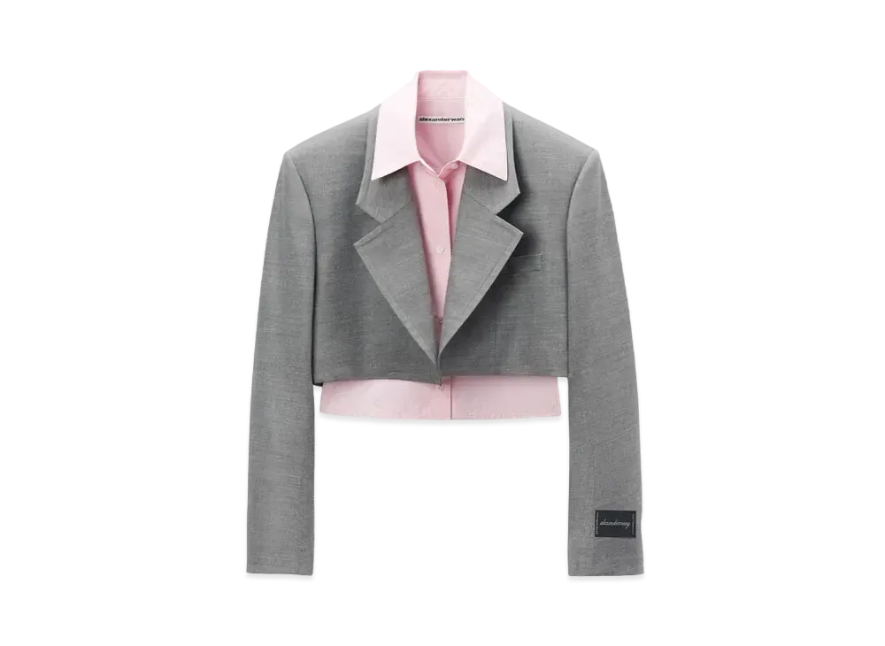 Alexander Wang Prestyle Dickie Cropped Blazer "Light Heather Gray"