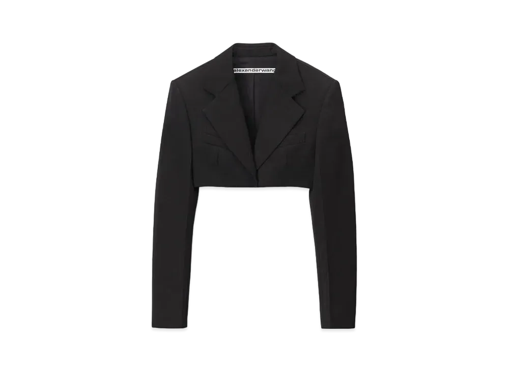 Alexander Wang Wool Tailoring Cropped Tuxedo Blazer "Black"