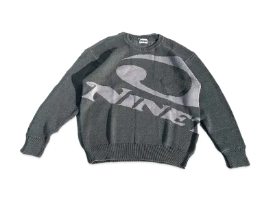 9090 Big Heisei Logo Crewneck Knit "CHARCOAL BLACK"