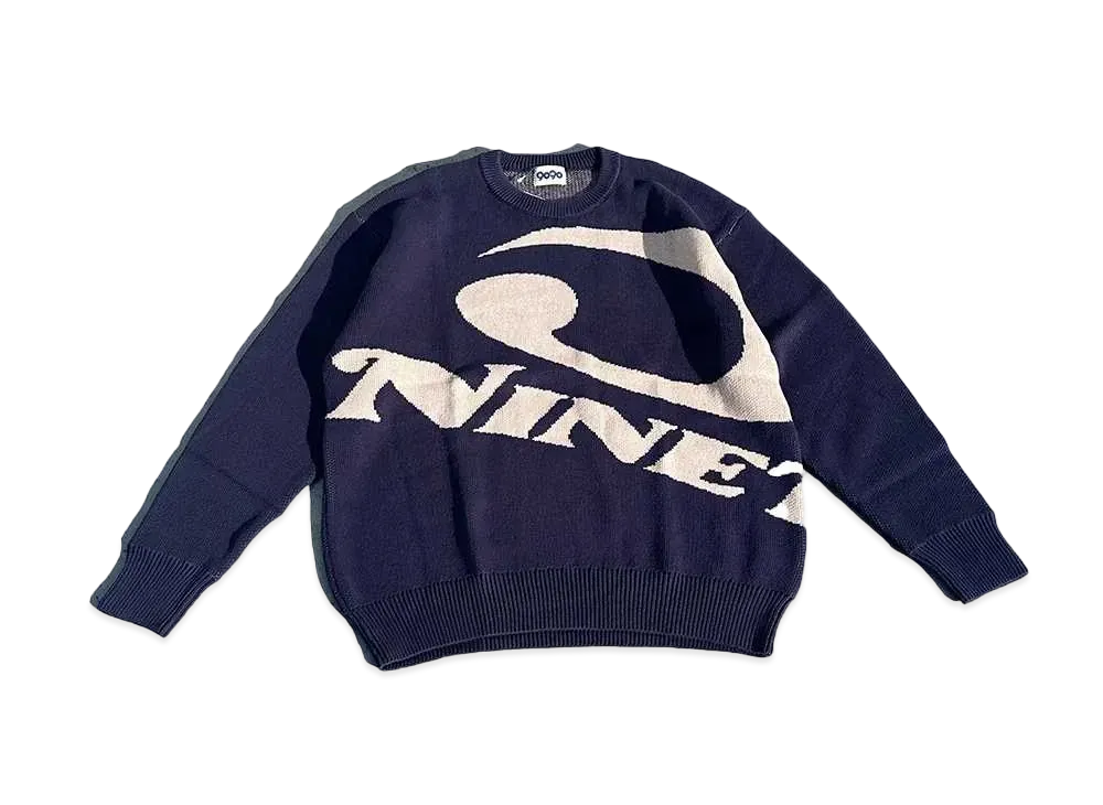 9090 Big Heisei Logo Crewneck Knit "NAVY"