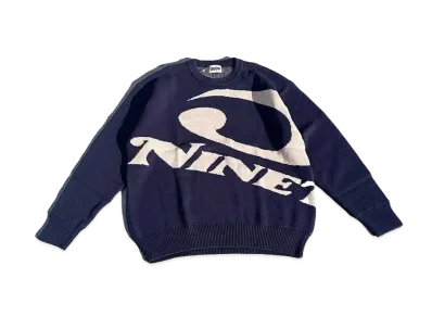 9090 Big Heisei Logo Crewneck Knit "NAVY"