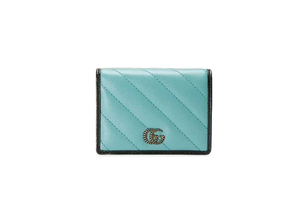 GUCCI Online Exclusive GG Marmont Card Case "Light Blue"