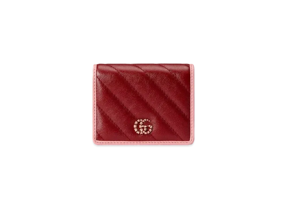 GUCCI GG Marmont Card Case Wallet "Pink/Red"