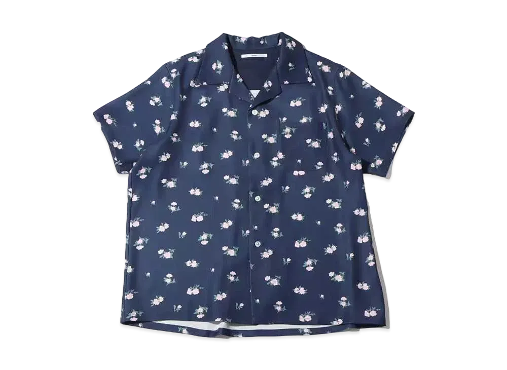 atmos pink Small Floral Pattern Kaikin Shirt "Navy"