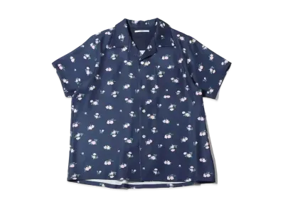 atmos pink Small Floral Pattern Kaikin Shirt "Navy"