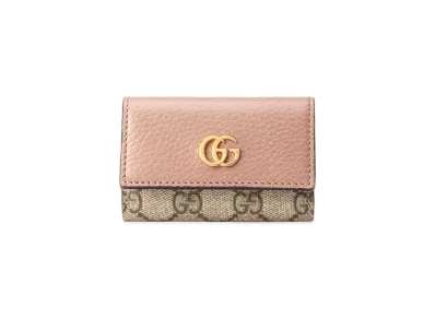 GUCCI GG Marmont Leather Key Case "Dusty Pink"