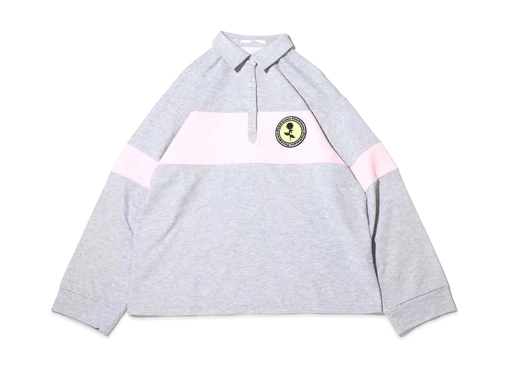 atmos pink Patch Color Scheme Rugby Shirt "Gray"