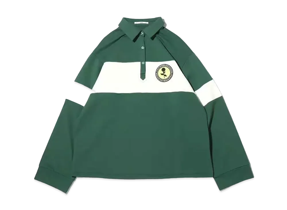 atmos pink Patch Color Scheme Rugby Shirt "Green"