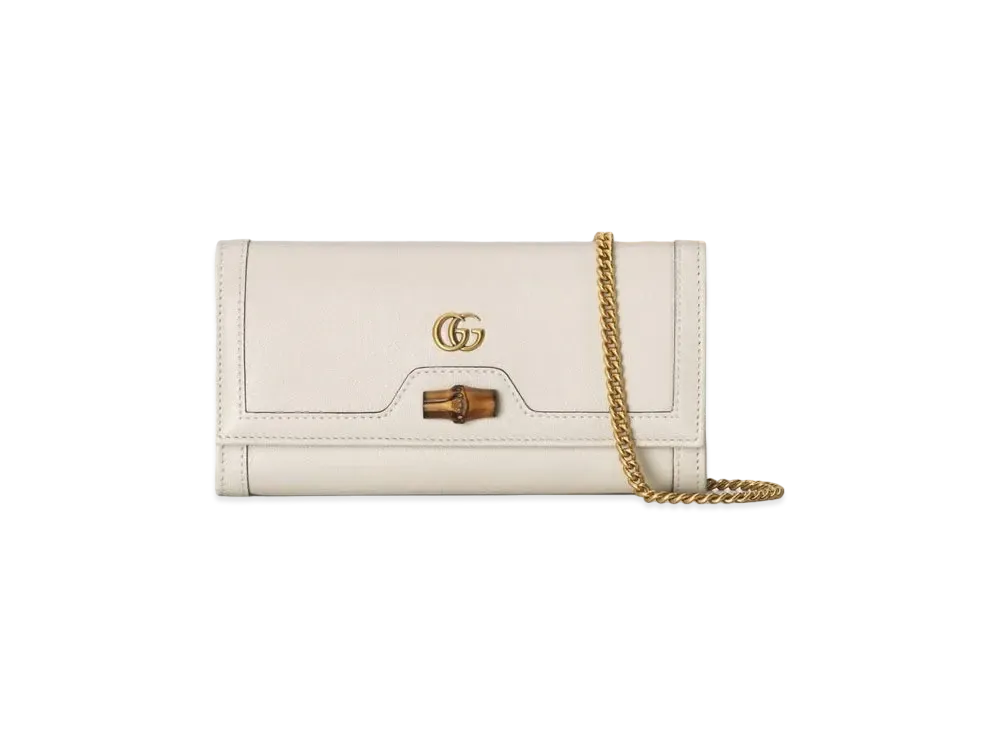 GUCCI Diana Chain Wallet With Bamboo "White"