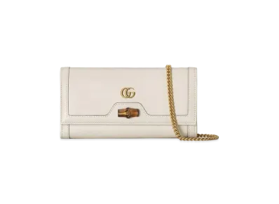 GUCCI Diana Chain Wallet With Bamboo "White"