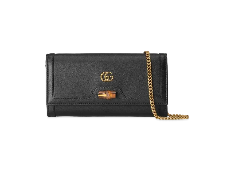 GUCCI Diana Chain Wallet With Bamboo "Black"