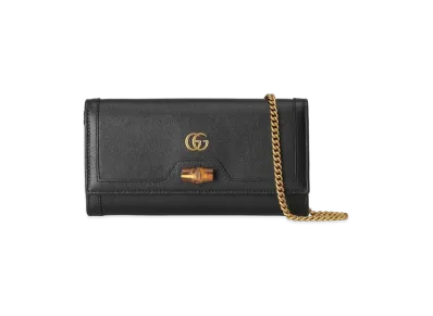 GUCCI Diana Chain Wallet With Bamboo "Black"