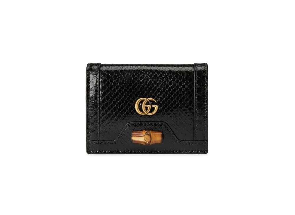 GUCCI Diana Python Card Case Wallet "Black"