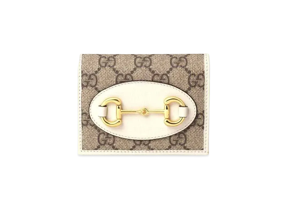 GUCCI Horsebit 1955 Card Case Wallet "GG Supreme Canvas/White"