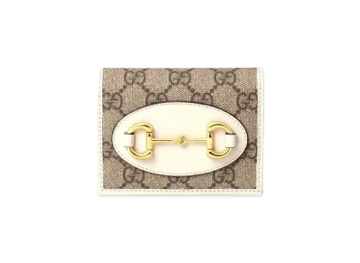GUCCI Horsebit 1955 Card Case Wallet "GG Supreme Canvas/White"
