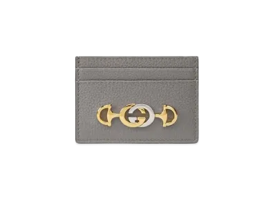 GUCCI Zumi Card Case "Dusty Grey Grainy"