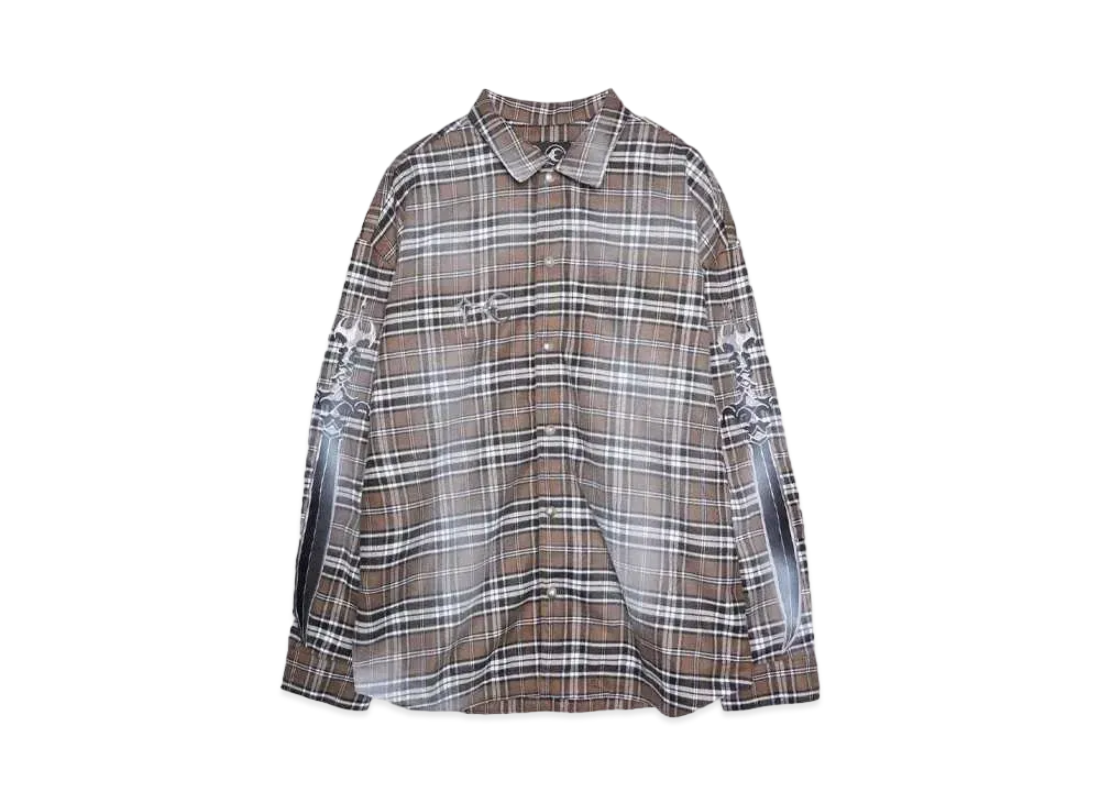 THUG CLUB Arab Sword Flannel Shirt "BROWN"