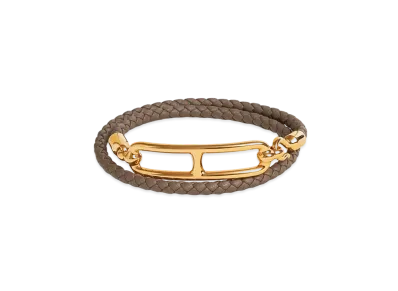 Hermes Roulis Double Tour Bracelet Swift "Etoupe/Gold"