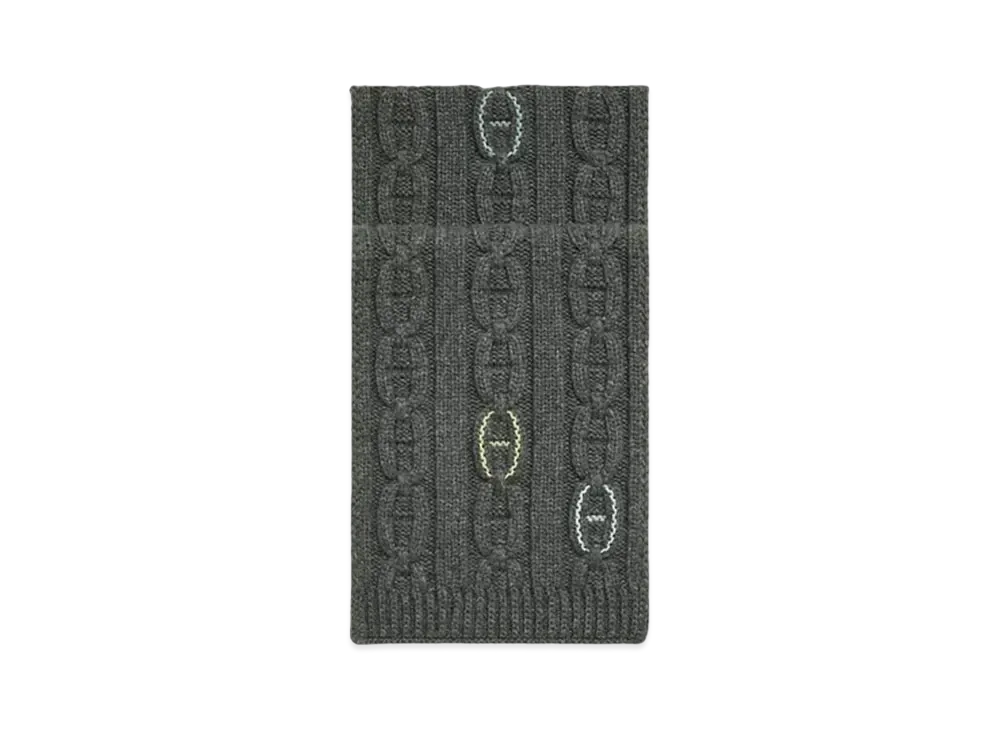 Hermes Tri-Maillon Details Cuir Muffler "Gray"